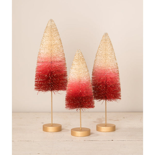 Bethany Lowe Strawberries and Cream Bottle Brush Trees Set of 3