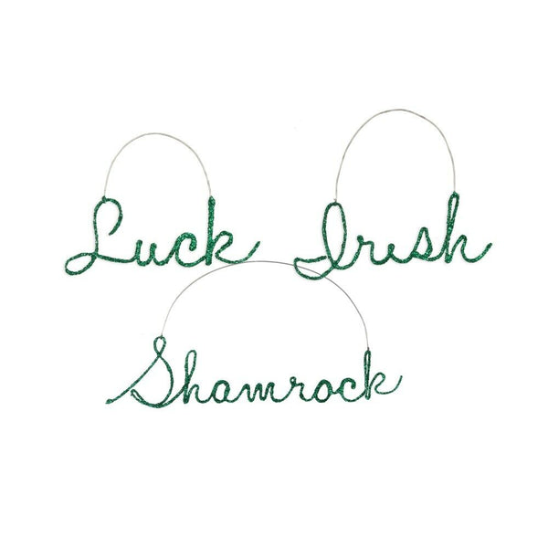 Bethany Lowe - Set of 3 "St Patrick's Wire Word Ornament
