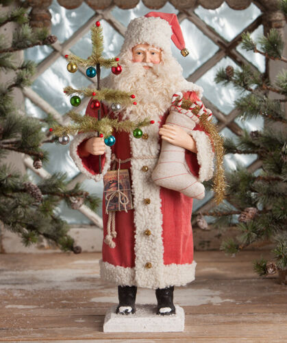 Bethany Lowe - Christmas Vintage Santa With Stocking
