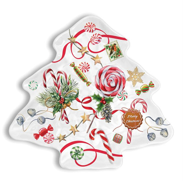 Michel Design Works - Peppermint Melamine Serveware Christmas Tree Plate