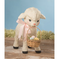 Bethany Lowe - Spring Lamb With Basket Medium Paper Mache