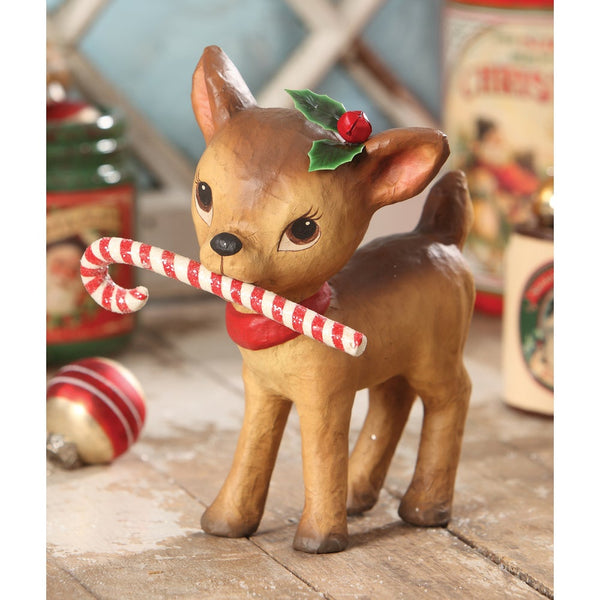 Bethany Lowe - Little Retro Reindeer With Candy Cane