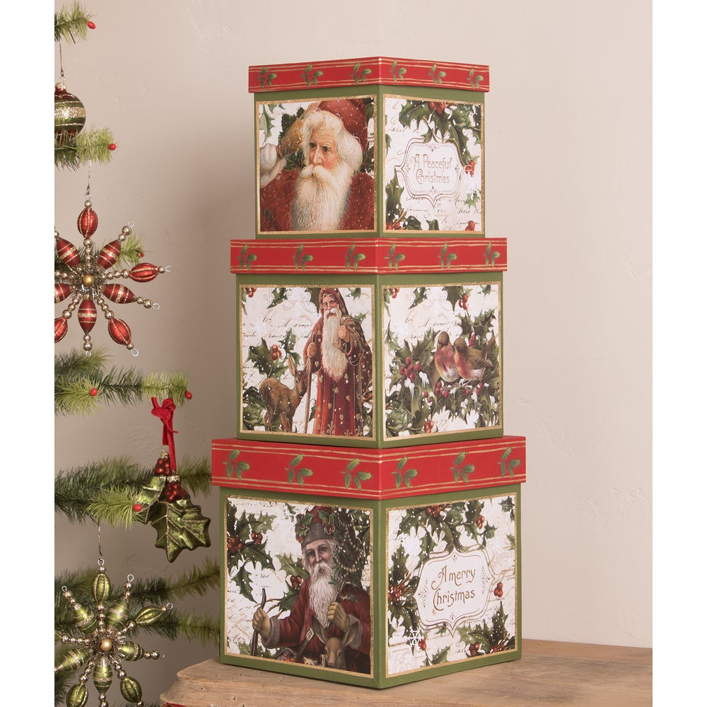 Bethany Lowe - Holly Boxes Set of 3